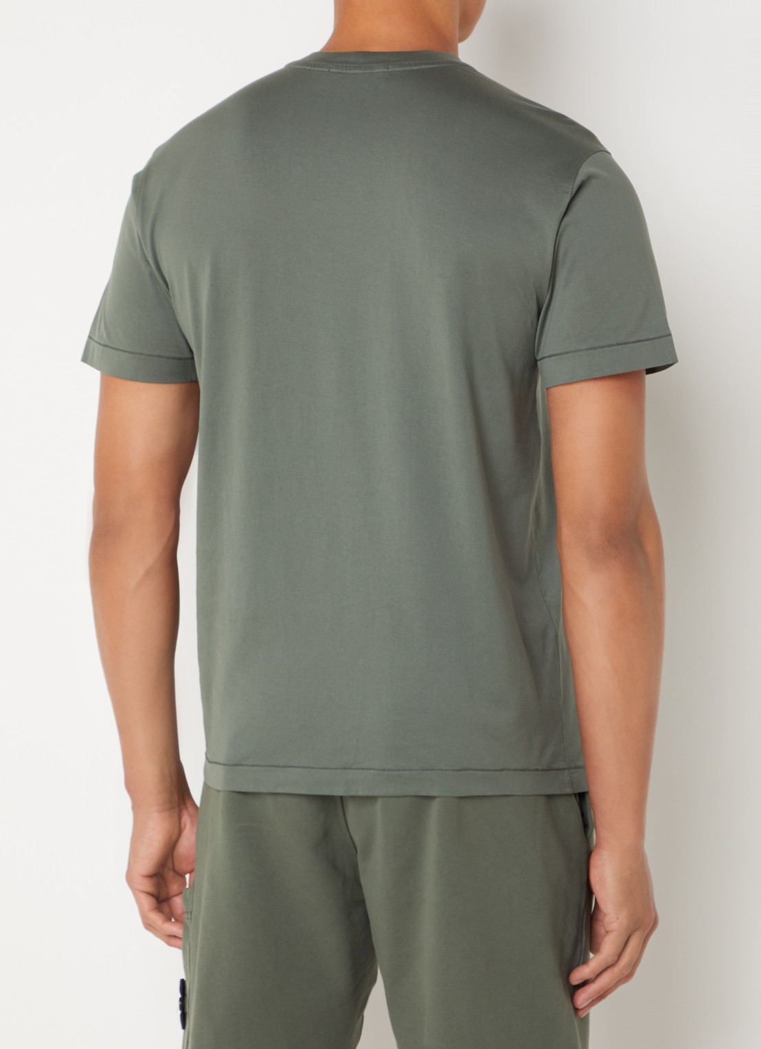 Stone Island 24113 T-shirt met logo - achterkant 5 legergroen