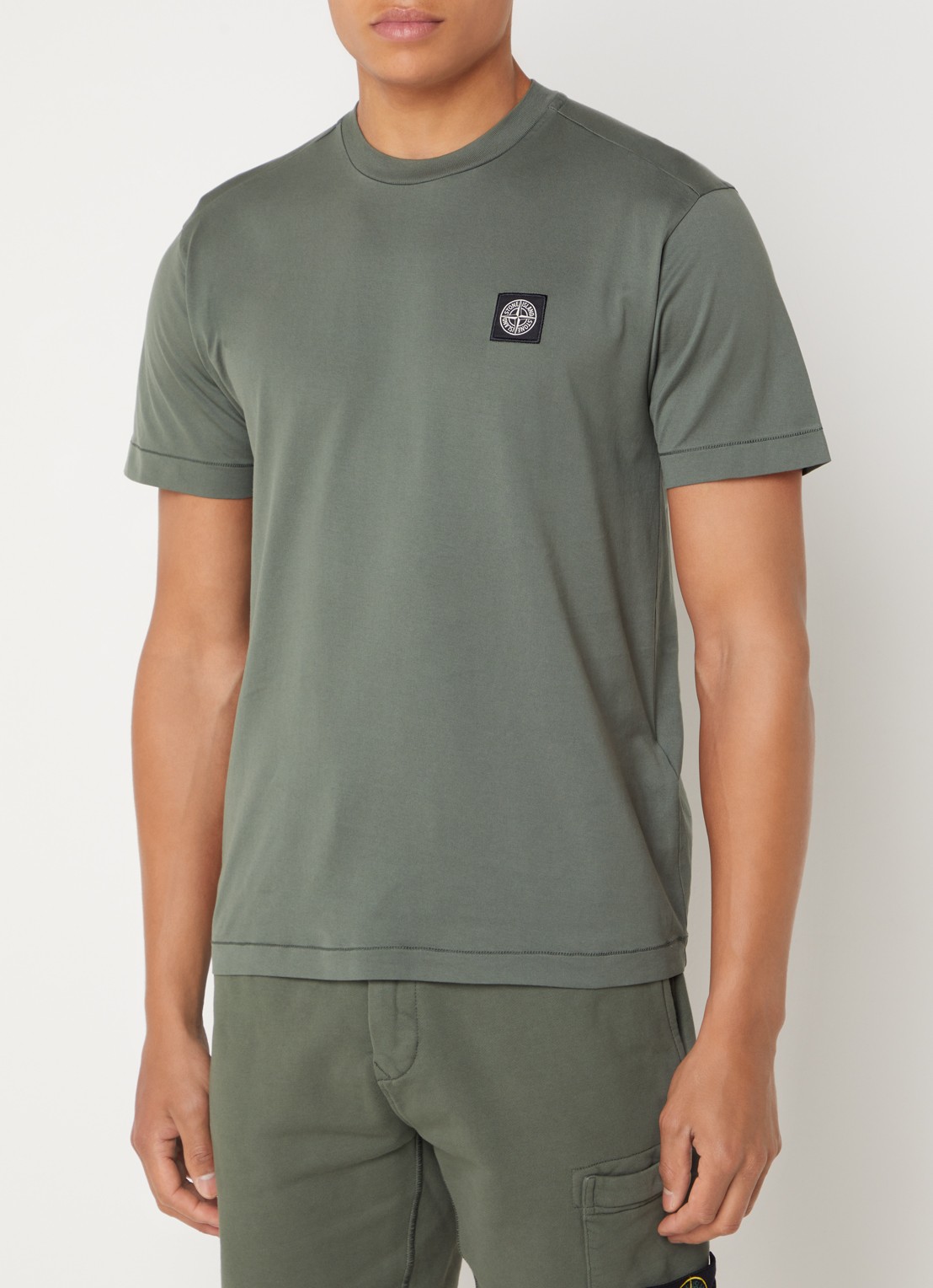 Stone Island 24113 T-shirt met logo - detail legergroen