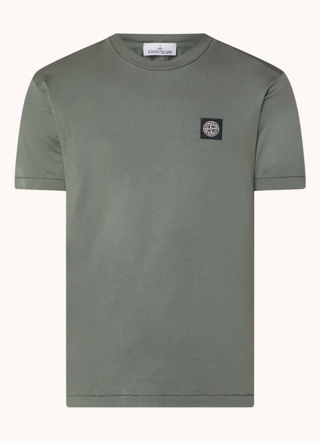 Stone Island 24113 T-shirt met logo - voorkant 3 legergroen