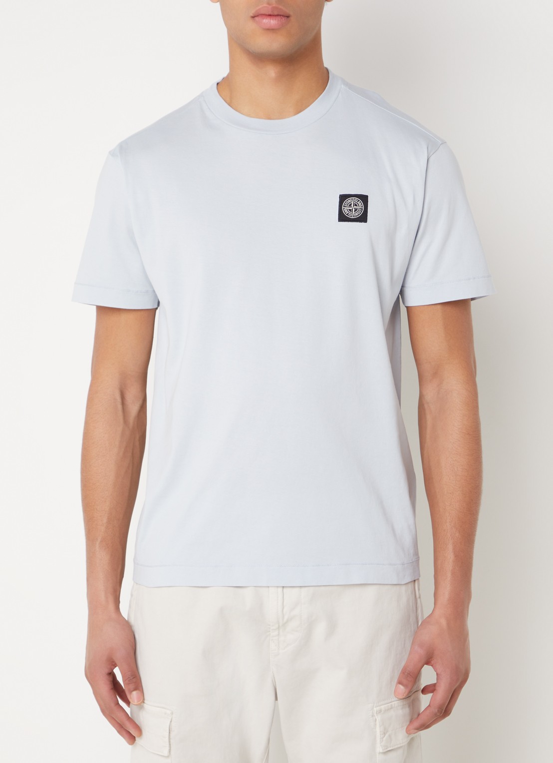 Stone Island 24113 T-shirt met logo - detail lichtblauw