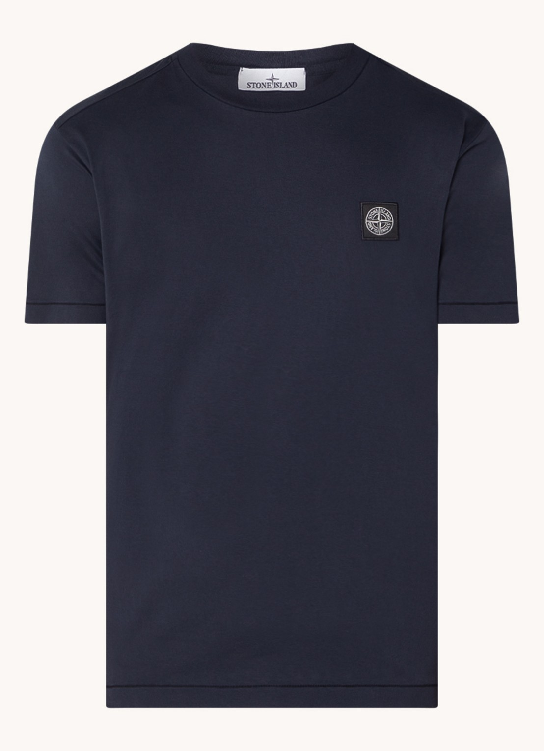 Stone Island 24113 T-shirt met logo - voorkant 3 donkerblauw