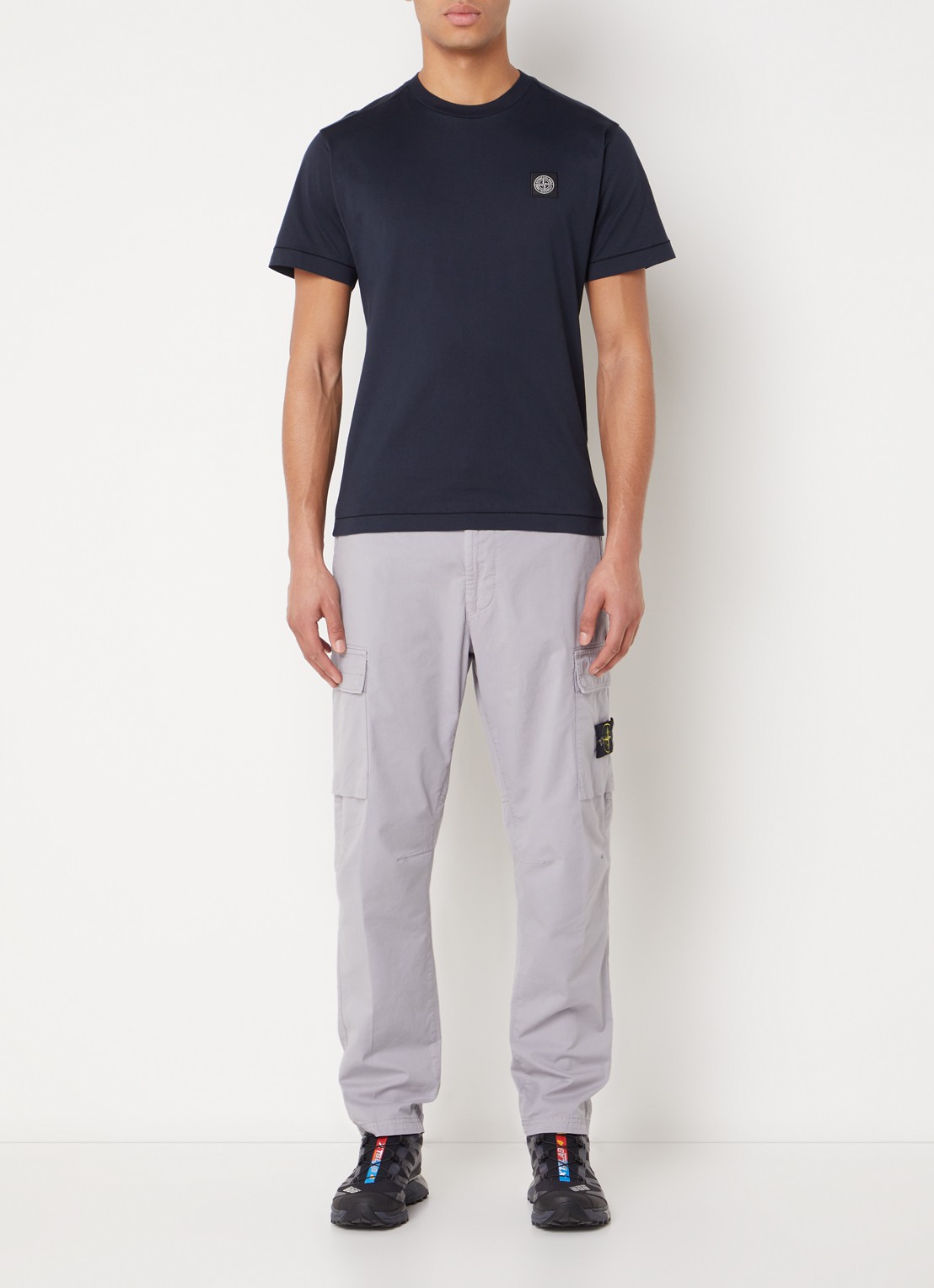 Stone Island 24113 T-shirt met logo - voorkant 4 donkerblauw