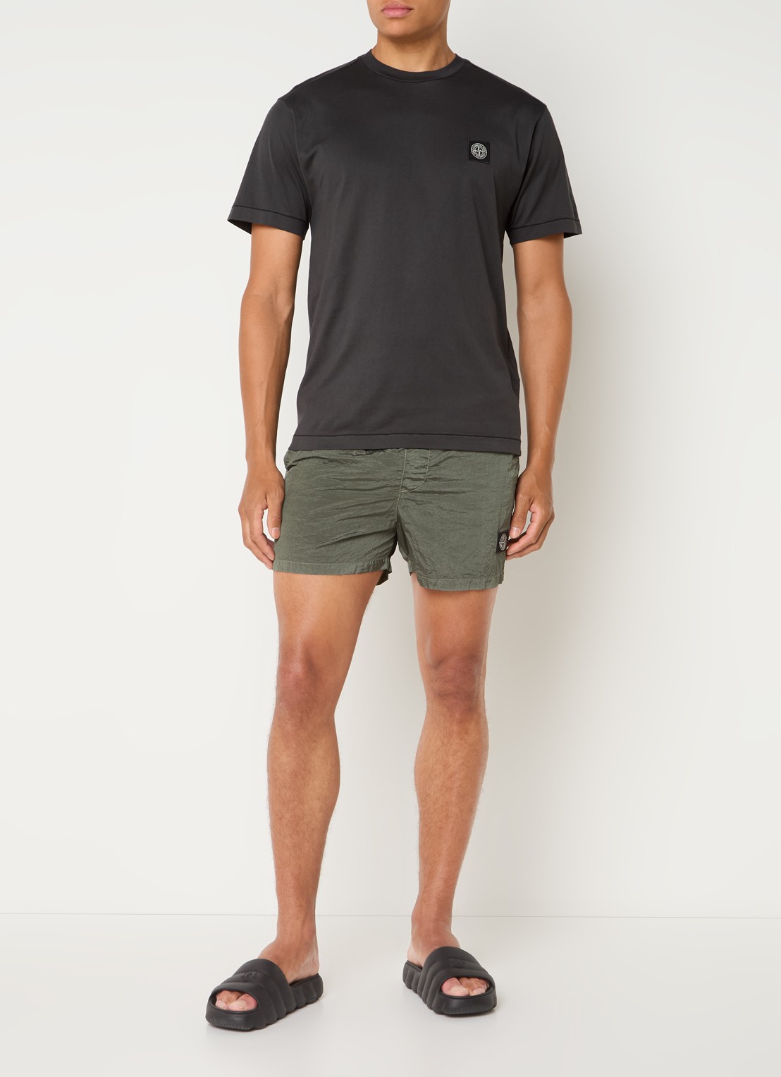 Stone Island 24113 T-shirt met logo - voorkant 4 donkergrijs