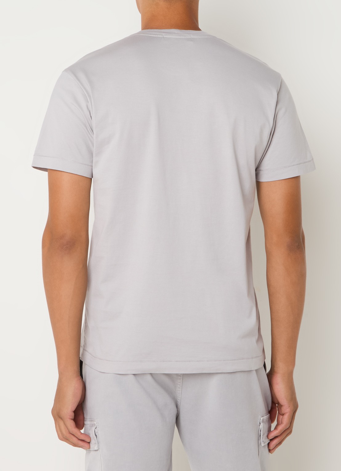 Stone Island 24113 T-shirt met logo - achterkant 3 lichtgrijs