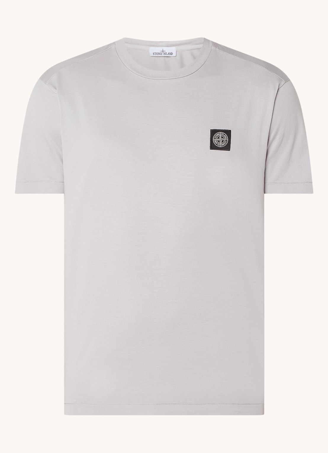 Stone Island 24113 T-shirt met logo - voorkant 4 lichtgrijs