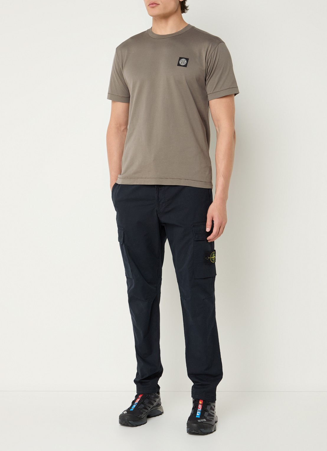 Stone Island 24113 T-shirt met logo - voorkant 4 zand