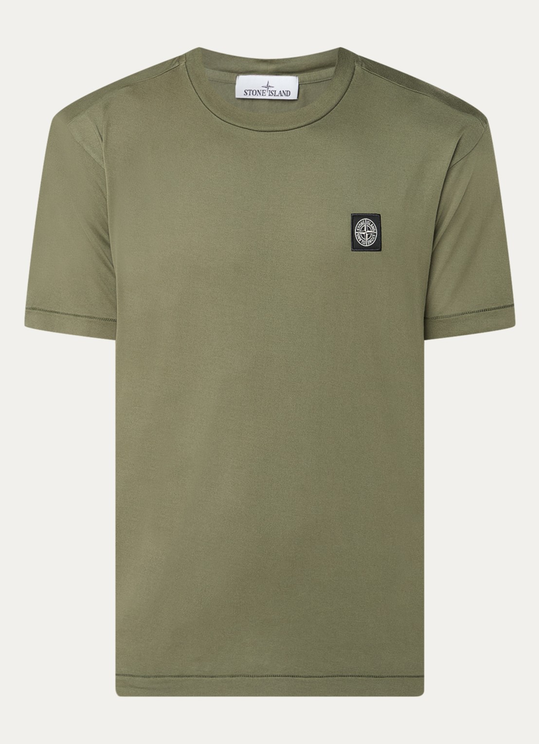 Stone Island 24113 T-shirt met logo - voorkant 3 legergroen