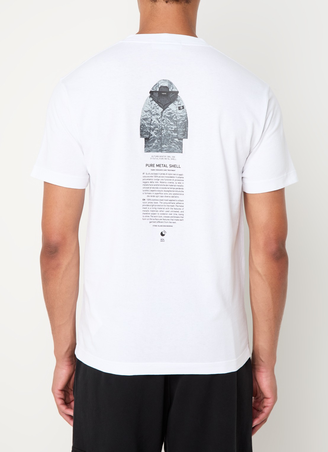 Stone Island 2NS91 T-shirt met logo- en backprint - detail wit