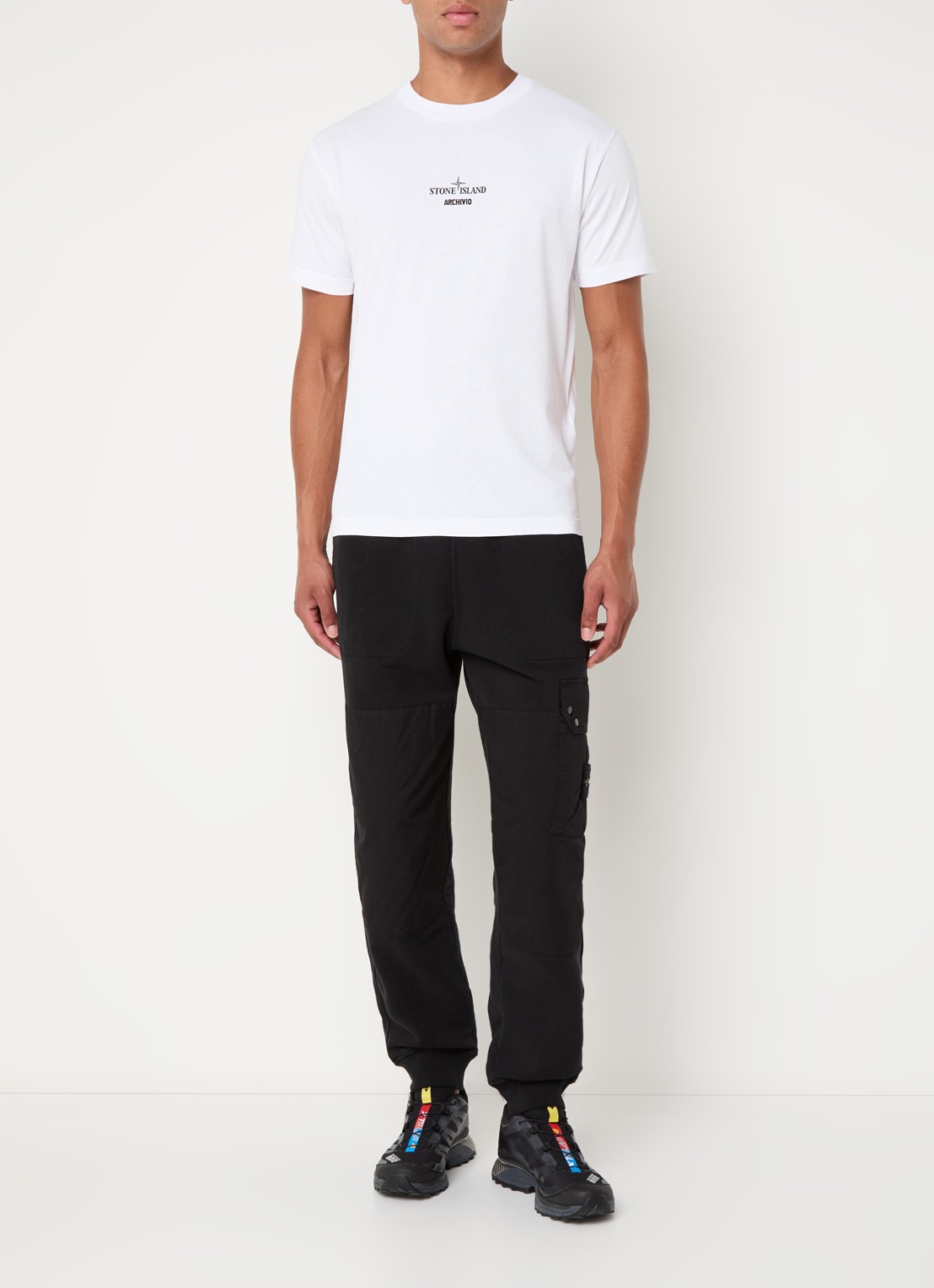 Stone Island 2NS91 T-shirt met logo- en backprint - voorkant 5 wit