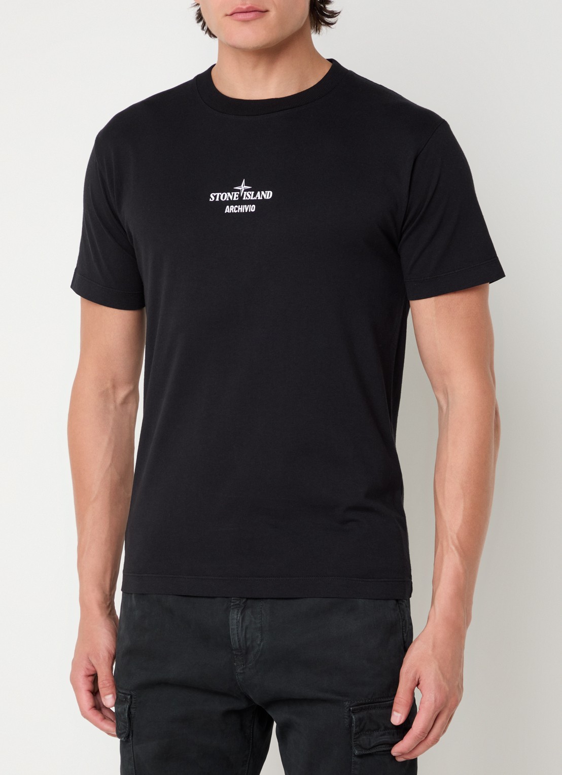 Stone Island 2NS91 T-shirt met logo- en backprint - achterkant 3 zwart