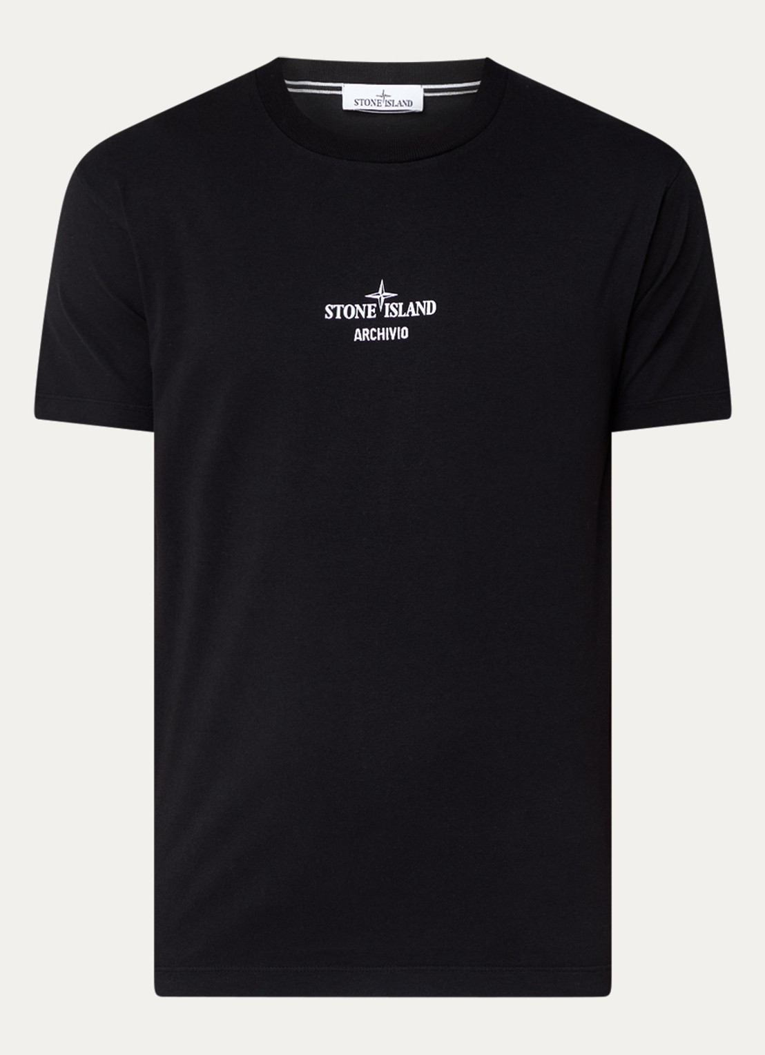 Stone Island 2NS91 T-shirt met logo- en backprint - voorkant 4 zwart