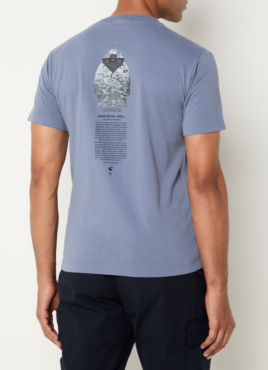 Stone Island 2NS91 T-shirt met logo- en backprint - detail 2 blauwgrijs