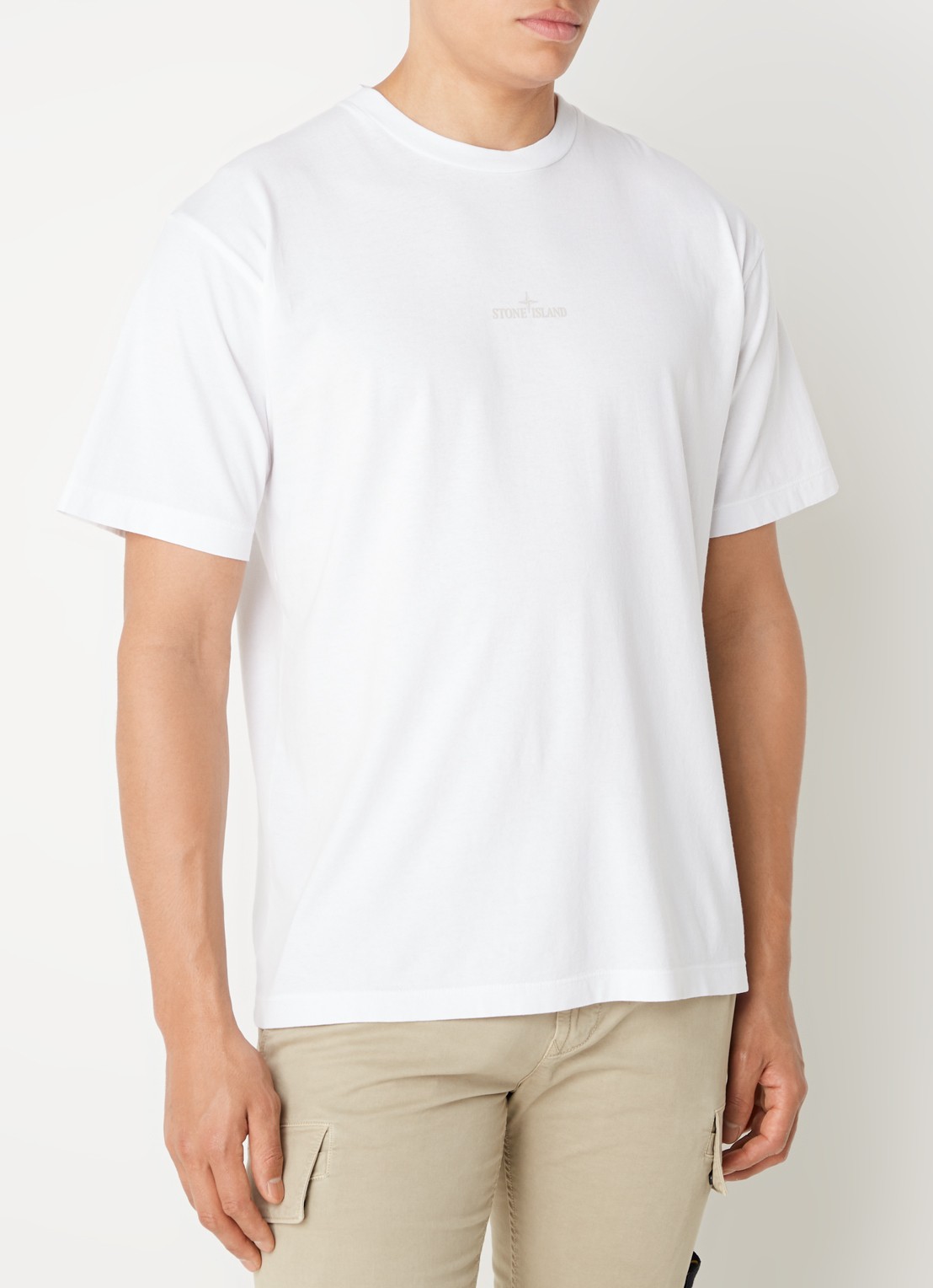 Stone Island 2RC89 T-shirt met logo- en backprint - achterkant wit