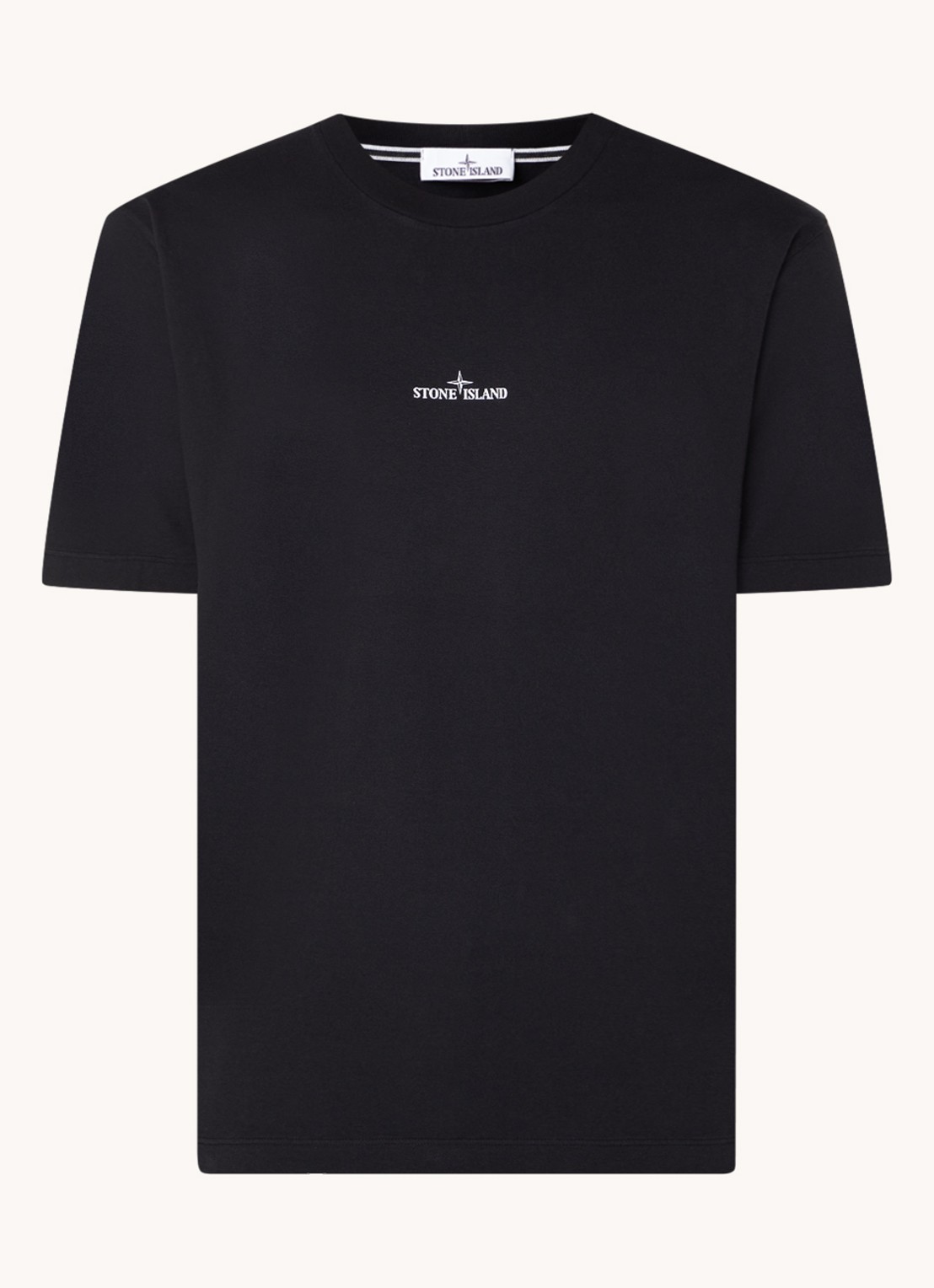 Stone Island 2RC89 T-shirt met logo- en backprint - voorkant 4 zwart