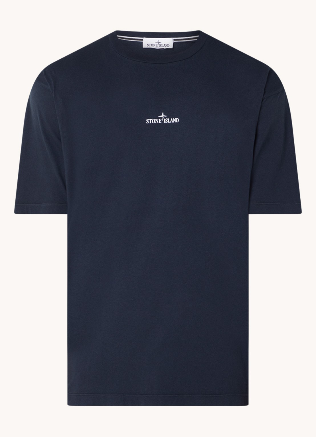 Stone Island 2RC89 T-shirt met logo- en backprint - voorkant 3 donkerblauw