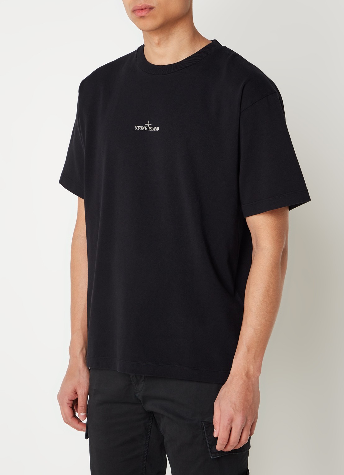 Stone Island 2RCE6 T-shirt met logo- en backprint - achterkant 3 zwart