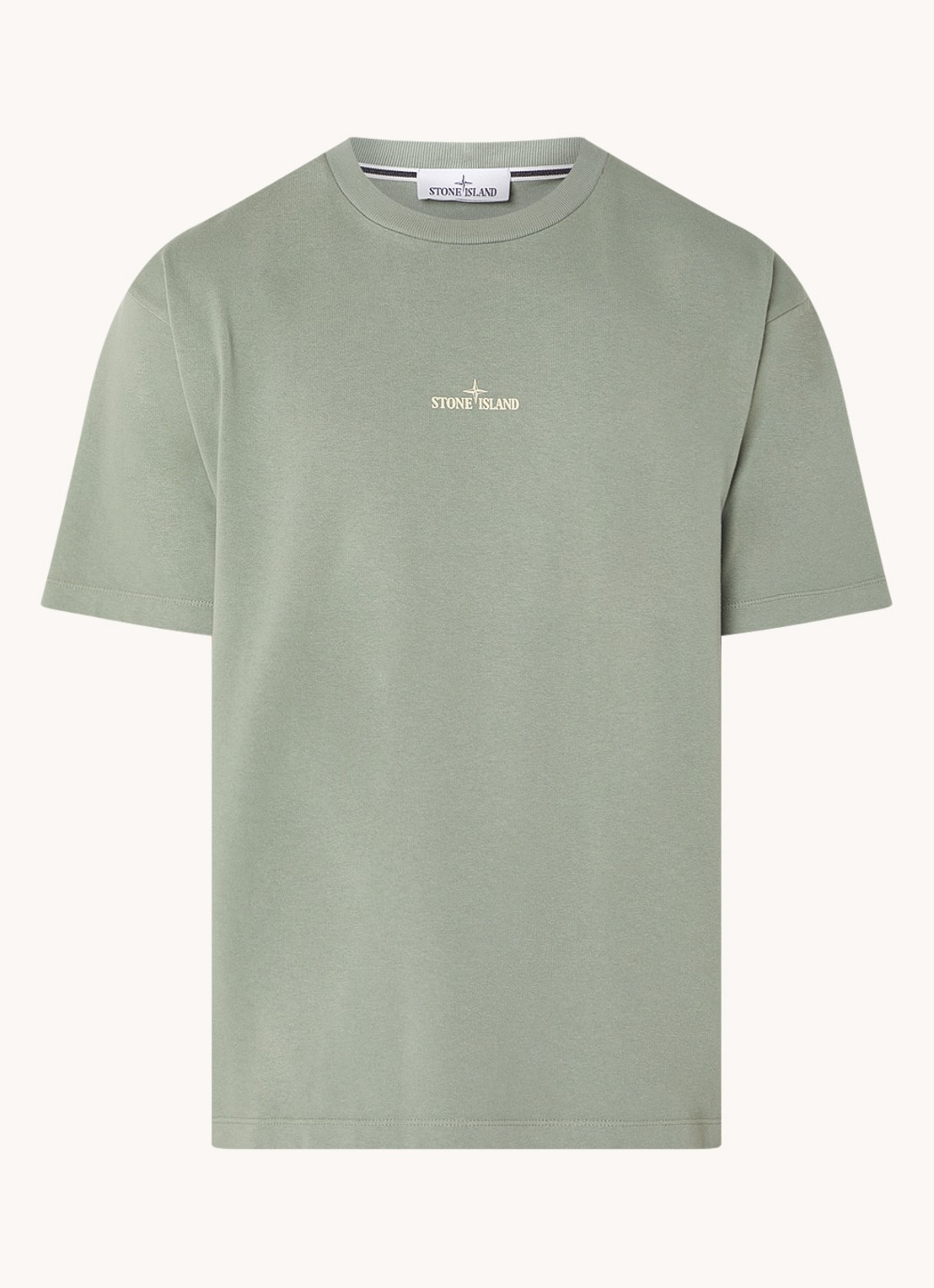 Stone Island 2RCE6 T-shirt met logo- en backprint - voorkant 3 olijfgroen