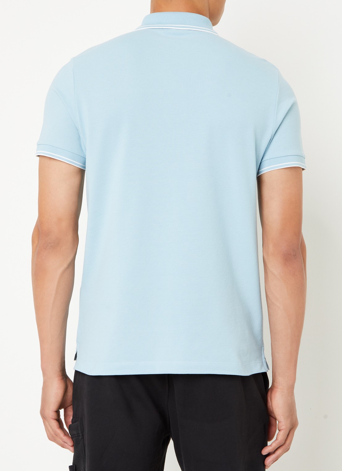 Stone Island 2SC18 slim fit polo van  piqué katoen met logo - achterkant 3 lichtblauw