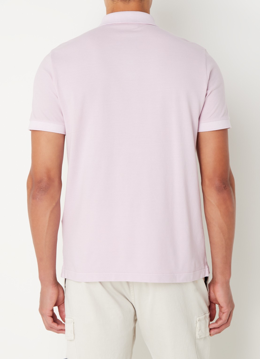 Stone Island 2SC67 slim fit polo van piqué katoen met logo - achterkant oudroze