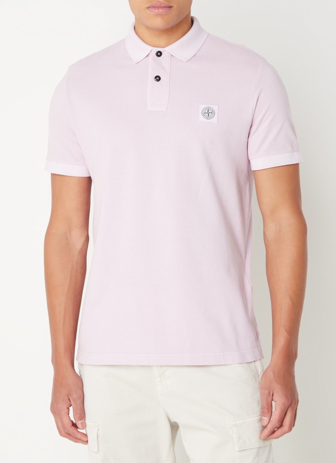 Stone Island 2SC67 slim fit polo van piqué katoen met logo - detail 4 oudroze
