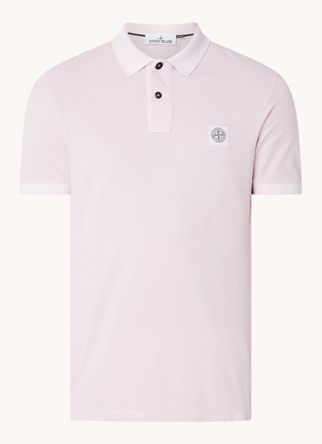 Stone Island 2SC67 slim fit polo van piqué katoen met logo - voorkant 2 oudroze