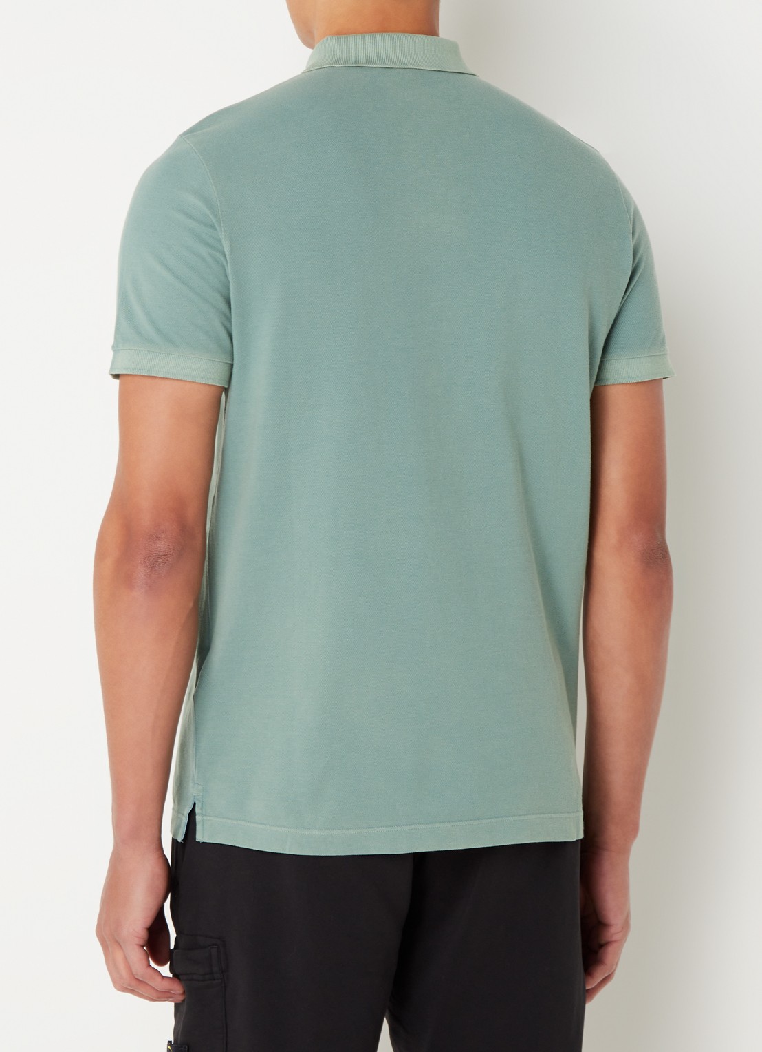 Stone Island 2SC67 slim fit polo van piqué katoen met logo - achterkant zeegroen
