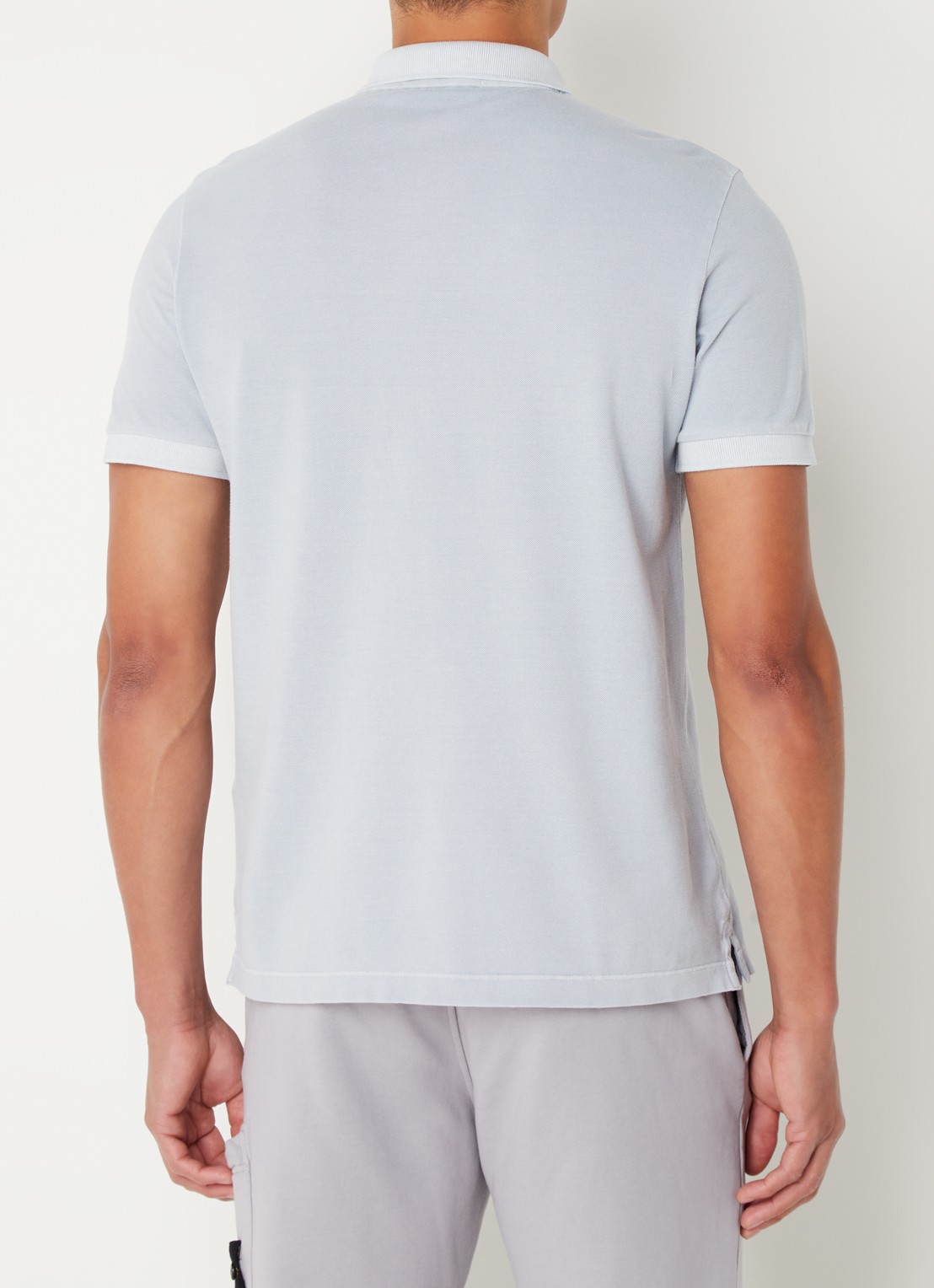 Stone Island 2SC67 slim fit polo van piqué katoen met logo - achterkant 5 lichtblauw
