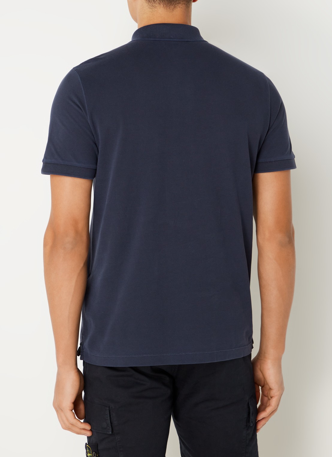 Stone Island 2SC67 slim fit polo van piqué katoen met logo - achterkant 5 donkerblauw