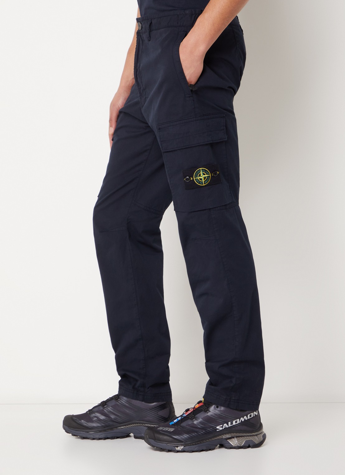 Stone Island 30410 tapered fit cargobroek met logo  - detail 2 donkerblauw