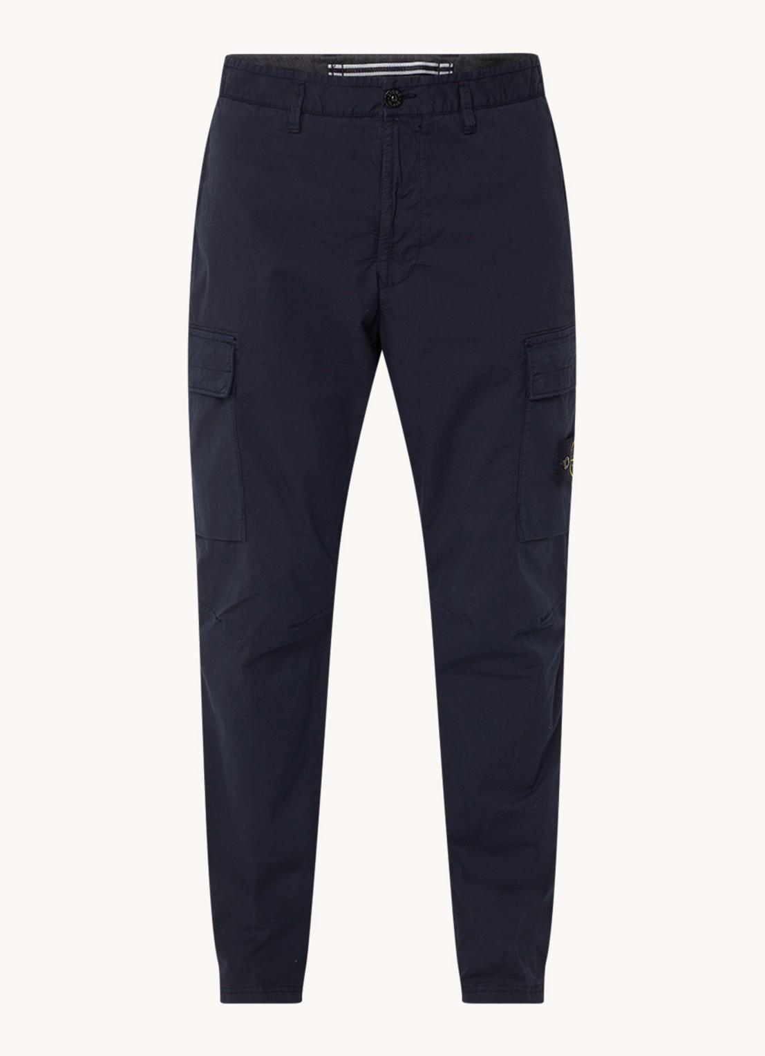 Stone Island 30410 tapered fit cargobroek met logo  - voorkant 5 donkerblauw