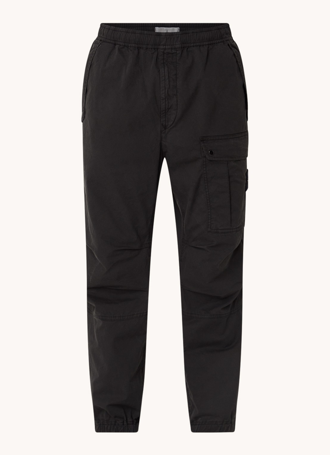 Stone Island 30510 tapered fit cargobroek met logo - voorkant 2 zwart