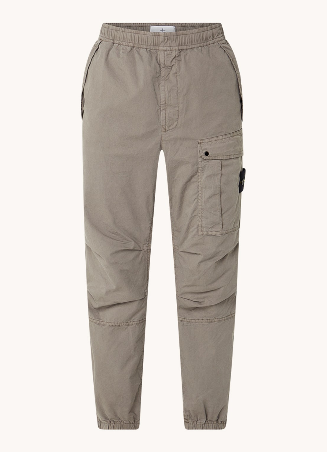 Stone Island 30510 tapered fit cargobroek met logo - voorkant 5 lichtgrijs