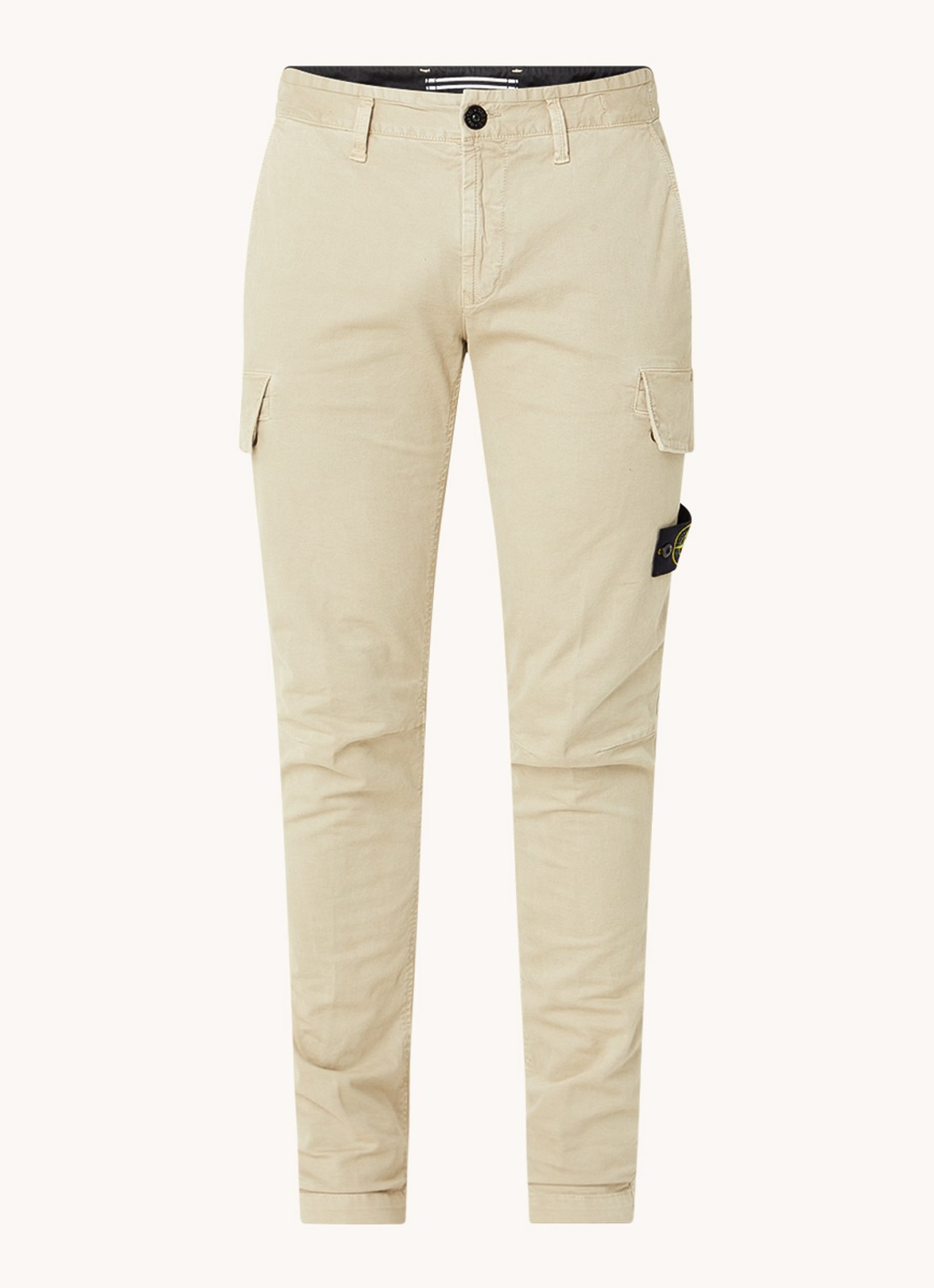 Stone Island 30604 skinny fit cargobroek met logo en klepzakken - voorkant 4 zand