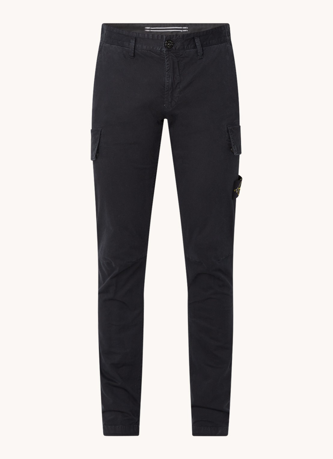 Stone Island 30604 skinny fit cargobroek met logo en klepzakken - voorkant 5 donkerblauw