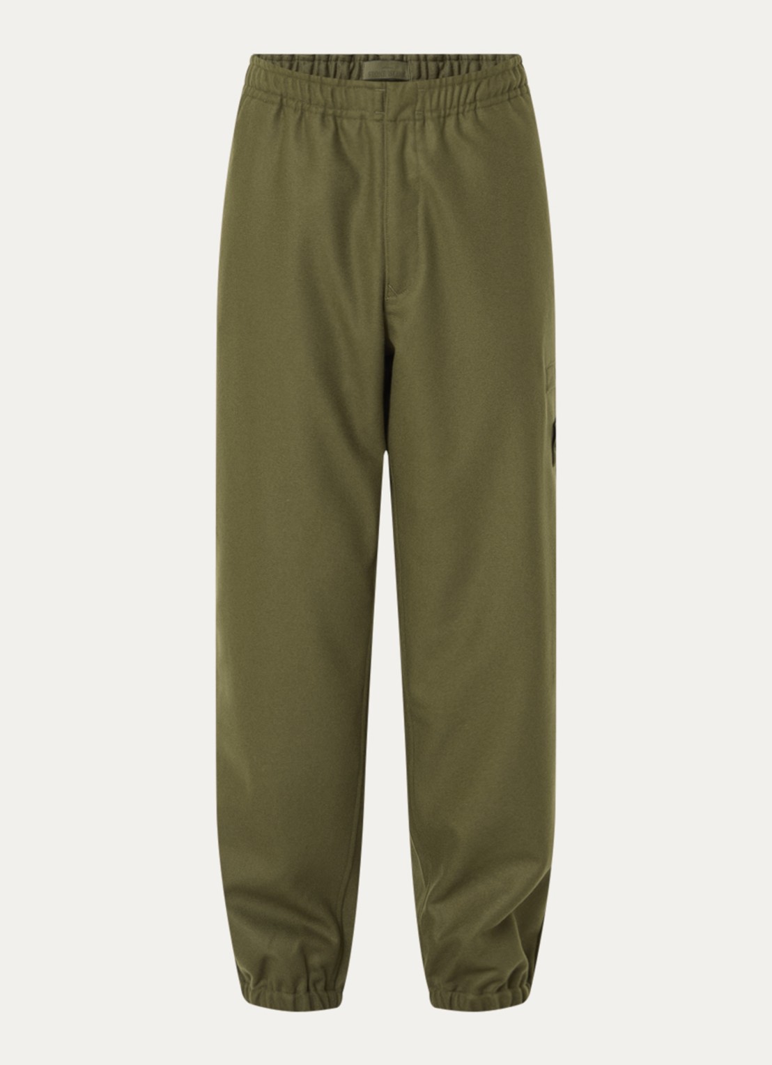 Stone Island 3100024 tapered fit cargobroek in scheerwolblend met klepzakken - voorkant bronsgroen