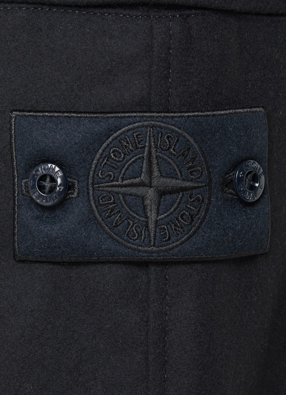 Stone Island 3100024 tapered fit cargobroek in scheerwolblend met klepzakken - detail 3 donkerblauw