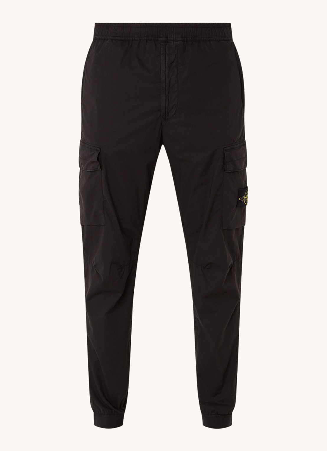 Stone Island 31303 tapered fit cropped cargobroek met steekzakken - voorkant 2 zwart