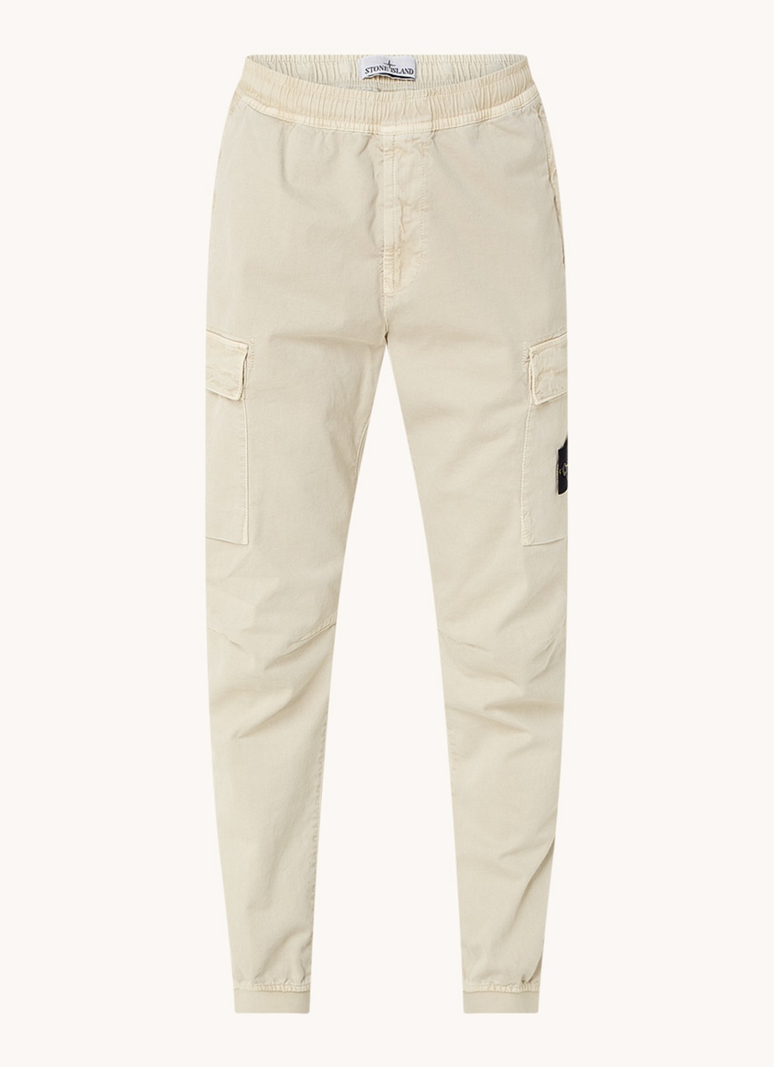 Stone Island 313L1 tapered fit cargobroek met logo - voorkant 5 beige