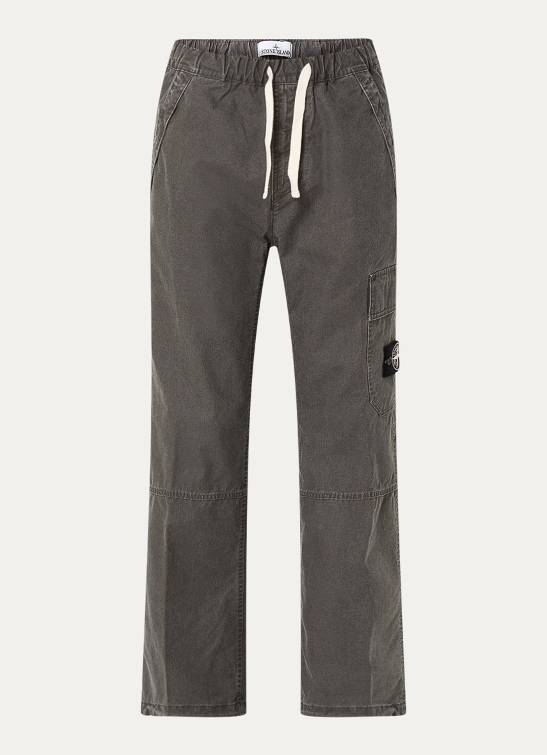 Stone Island 32T1 straight fit cargobroek  met logo - voorkant 5 grijs
