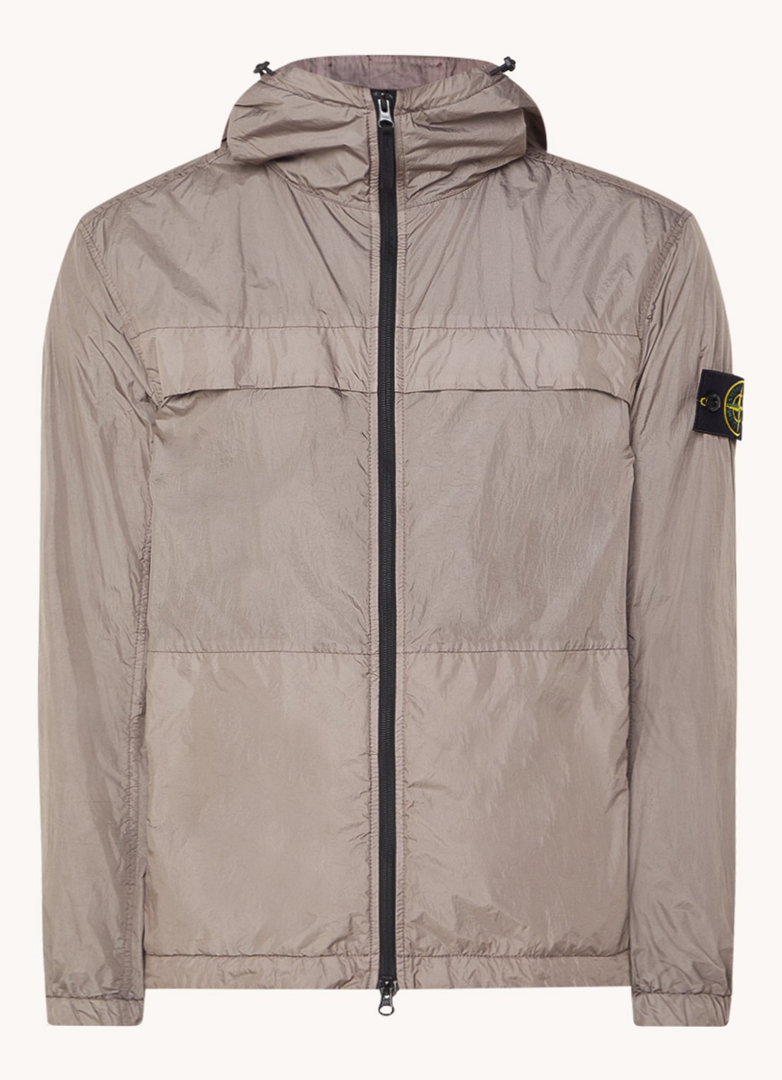 Stone Island 40922 windjack met capuchon en logo - voorkant 2 taupe