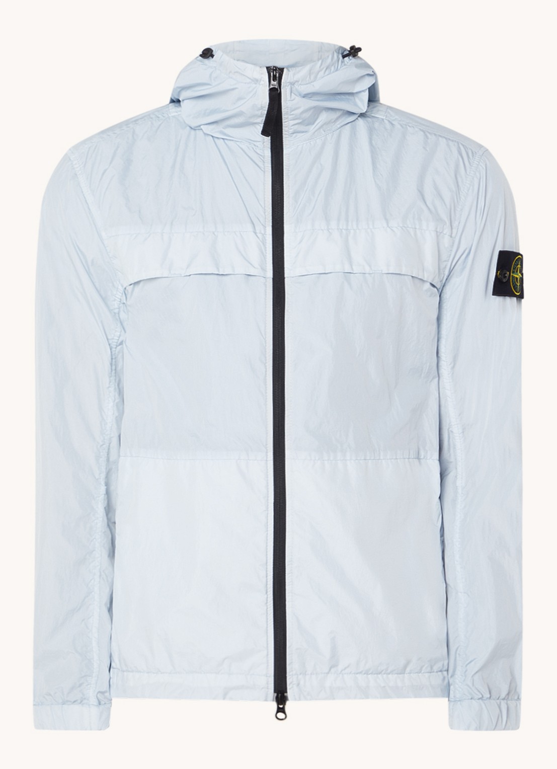 Stone Island 40922 windjack met capuchon en logo - voorkant 5 lichtblauw
