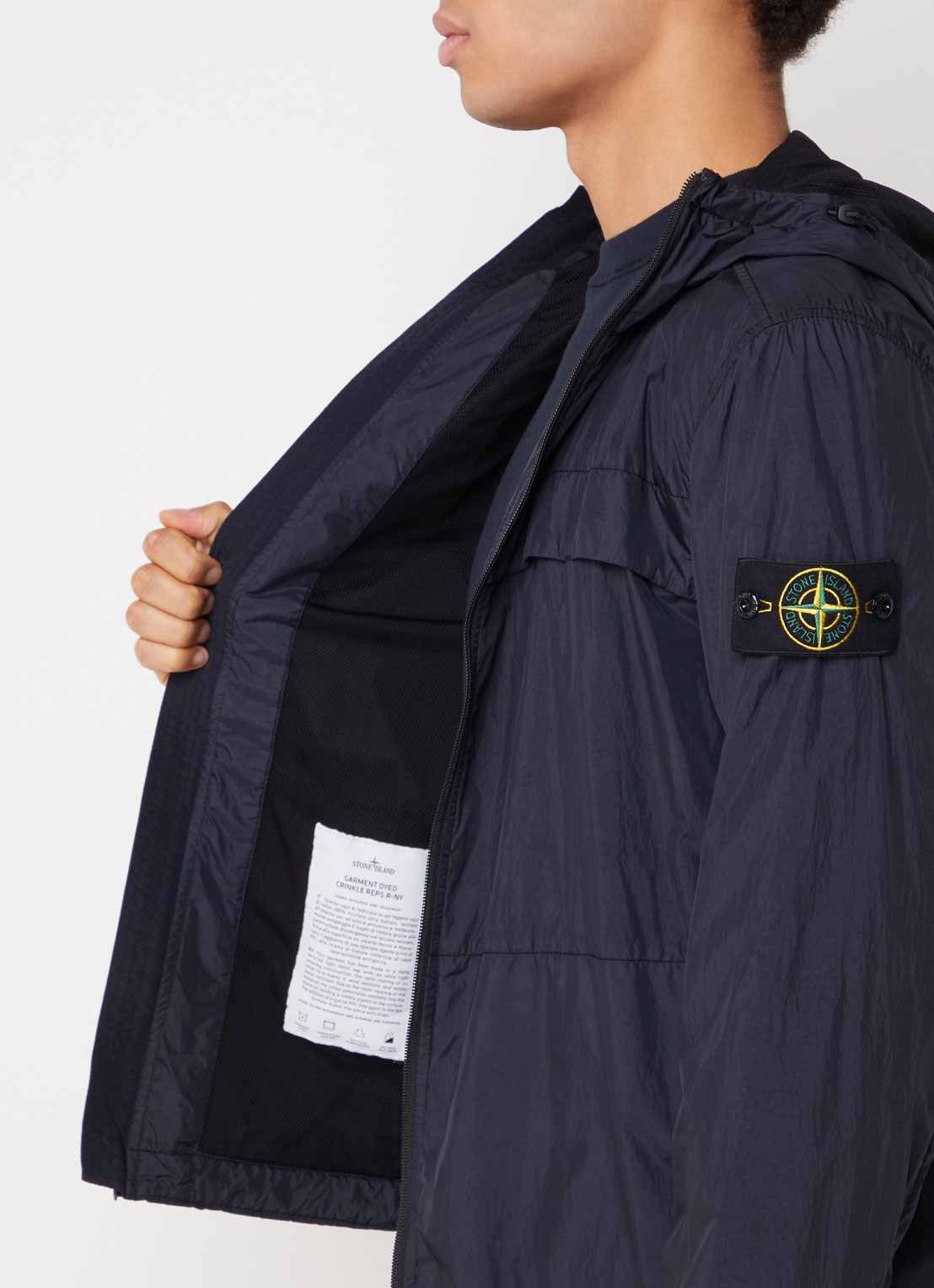 Stone Island 40922 windjack met capuchon en logo - detail 3 donkerblauw