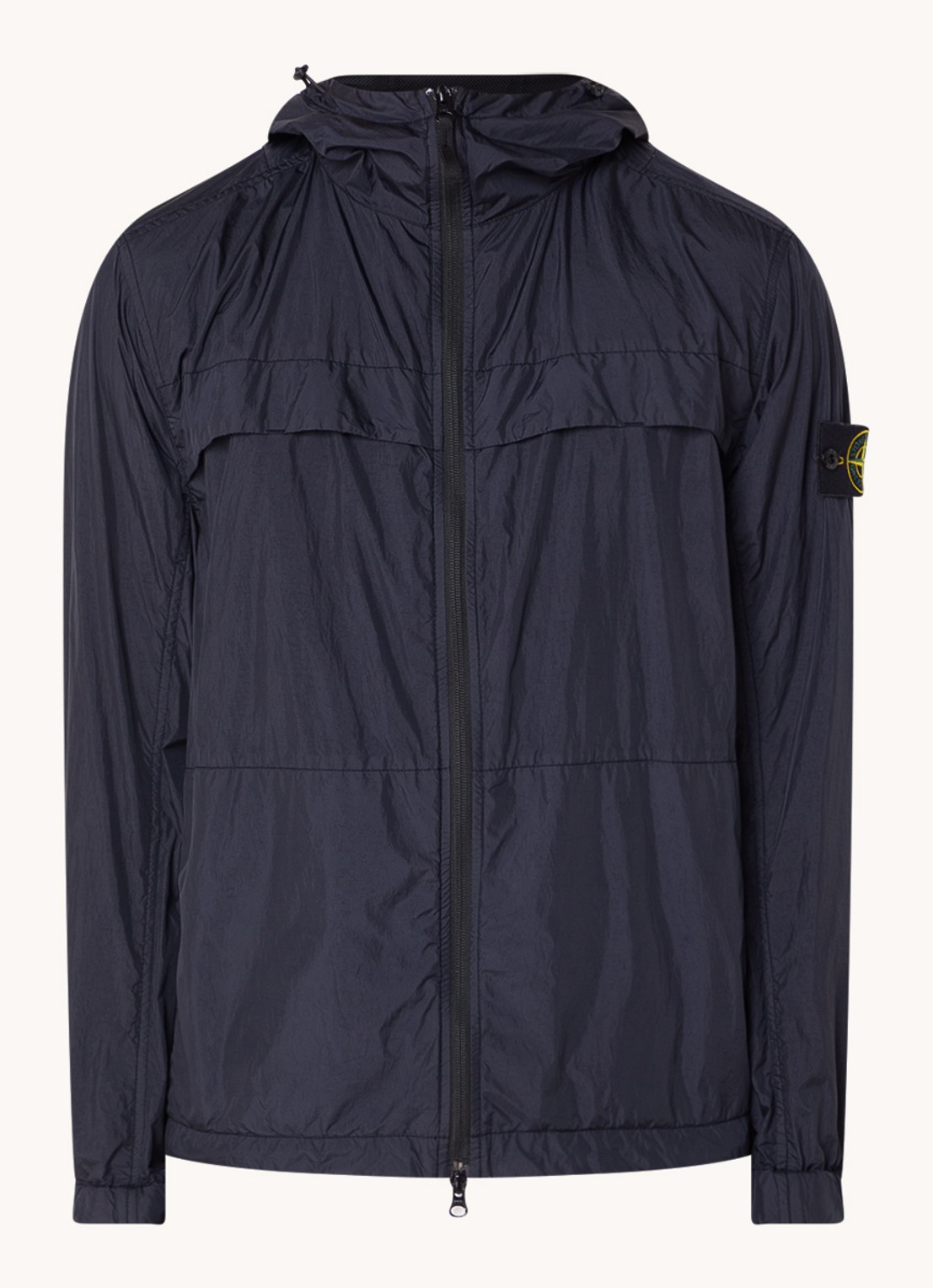 Stone Island 40922 windjack met capuchon en logo - voorkant 4 donkerblauw