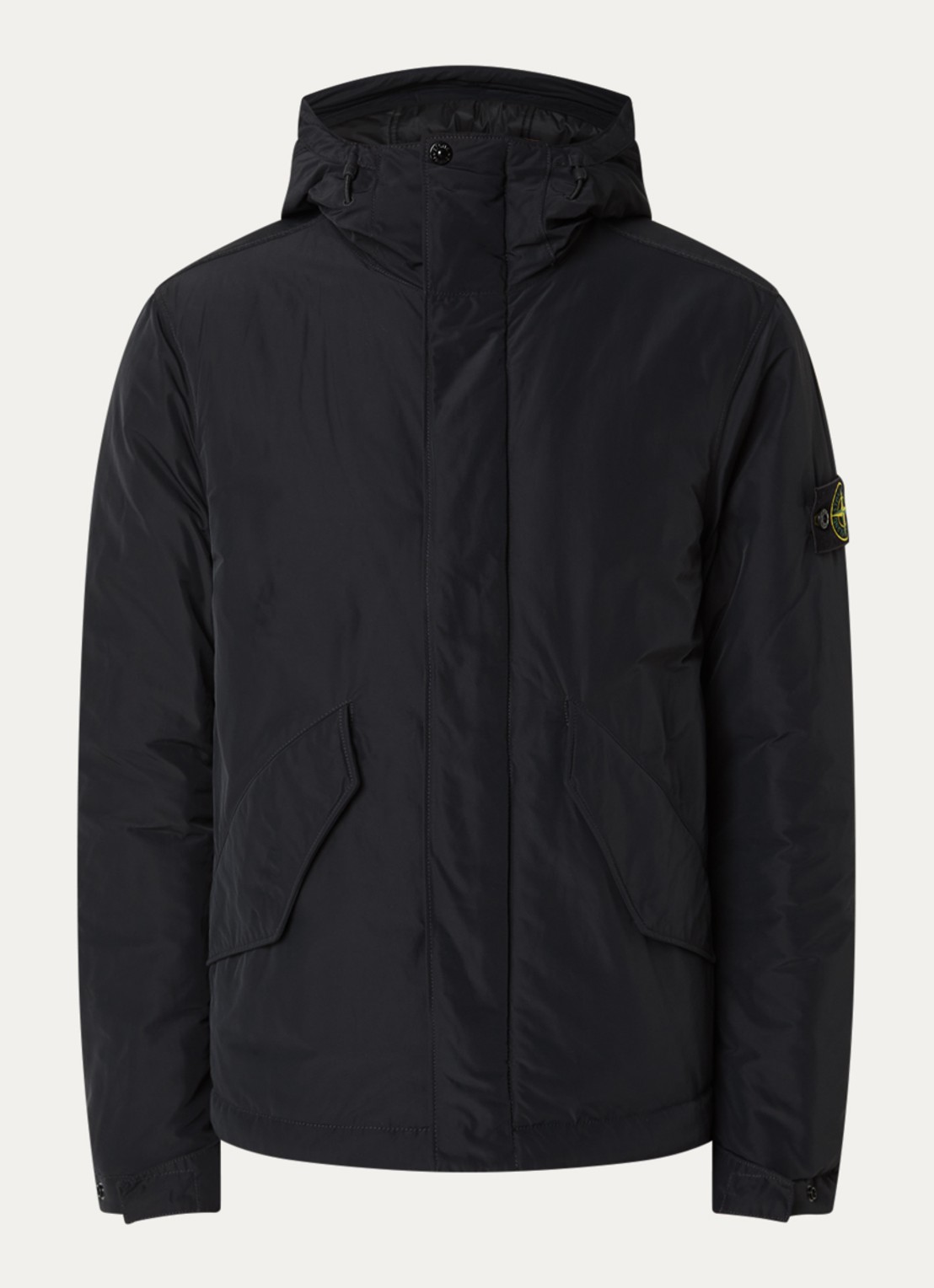 Stone Island 4100010 Gewatteerde parka met capuchon en steekzakken - voorkant 4 zwart
