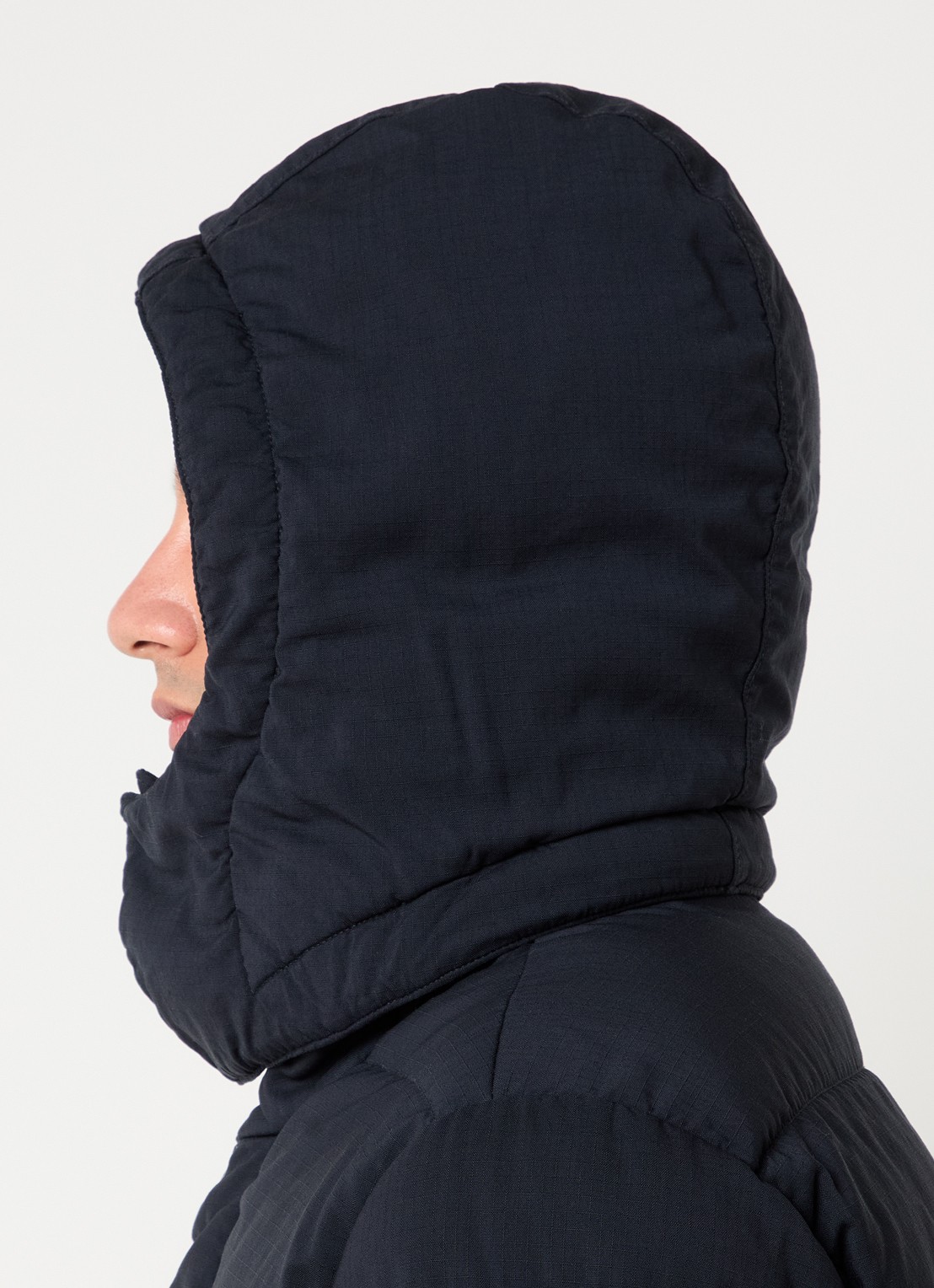 Stone Island 4100063 Puffer jack van scheerwol met donsvulling en afneembare capuchon - detail 2 donkerblauw