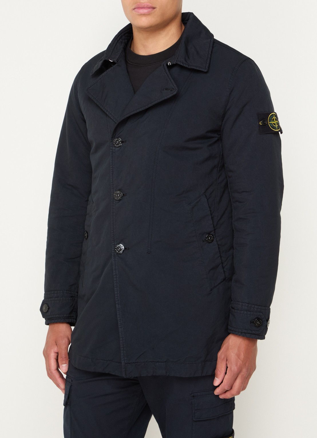 Stone Island 42149 trenchcoat met steekzakken en logo - detail 2 donkerblauw