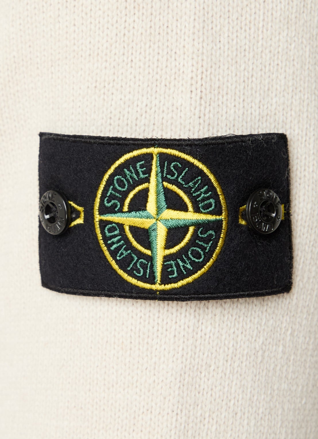 Stone Island 508A3 fijngebreide pullover in wolblend met logo - detail 5 beige