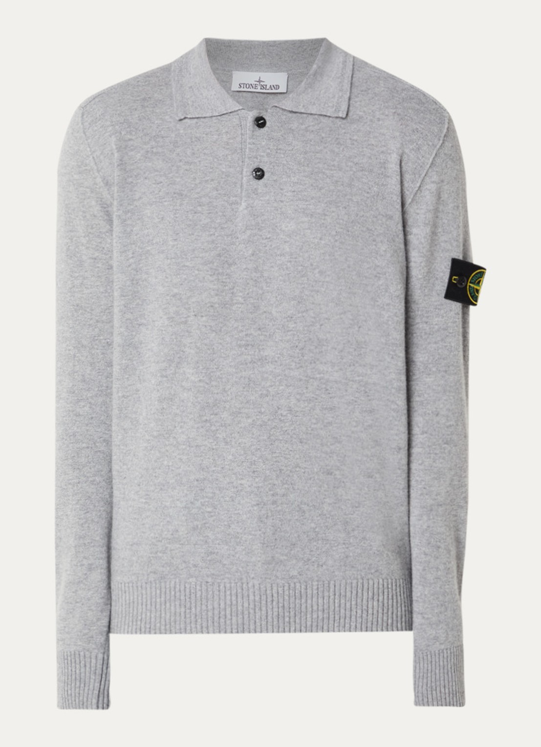 Stone Island 5100018 Fijngebreide trui van scheerwol met polokraag - voorkant 3 grijs