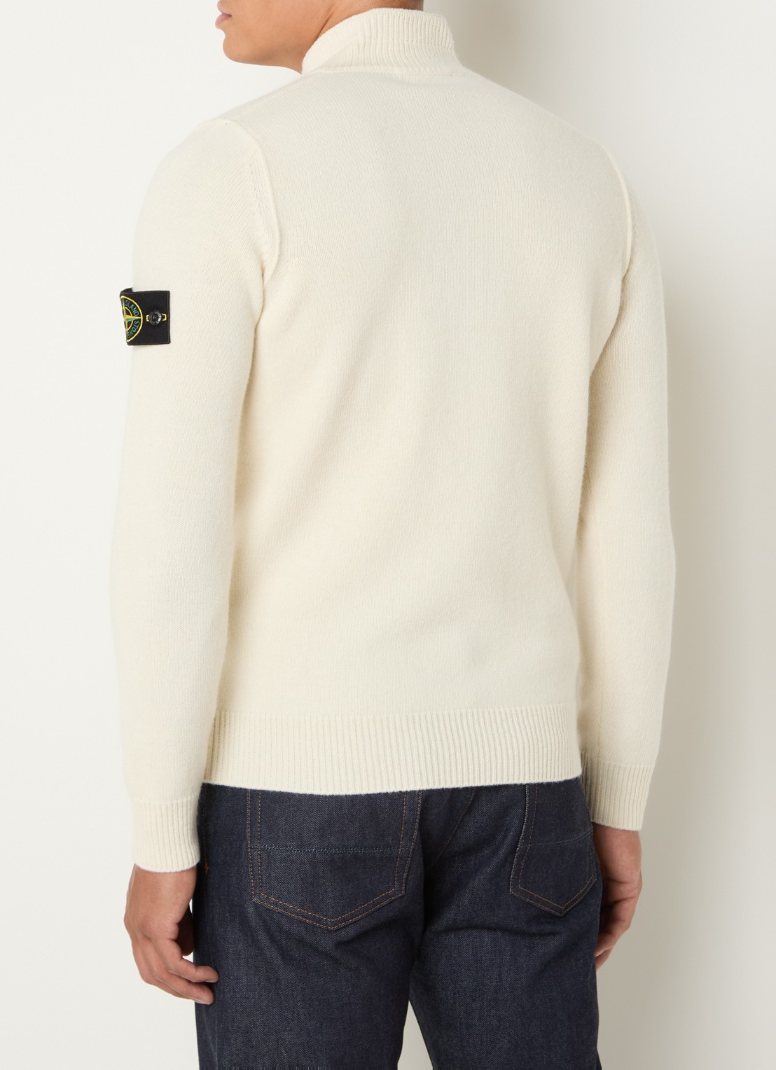 Stone Island 5100040 Fijngebreide trui in wolblend met logo - achterkant 5 ivoor