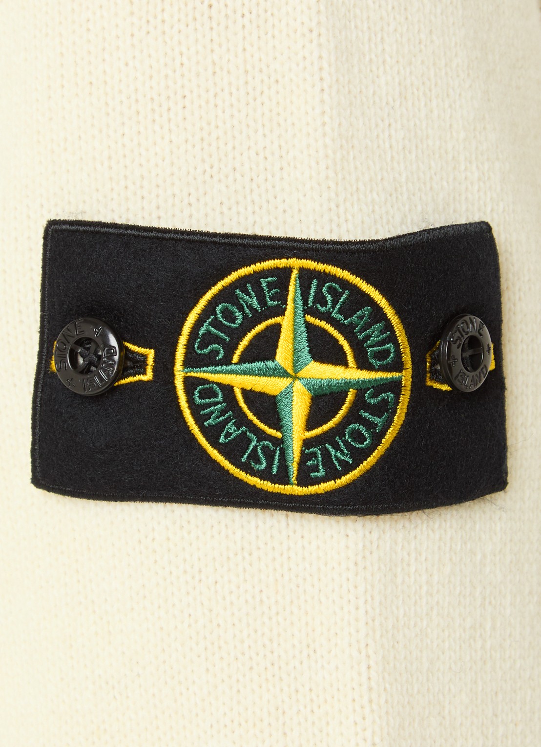 Stone Island 5100072 Fijngebreide trui in wolblend met logo - detail 5 gebroken wit